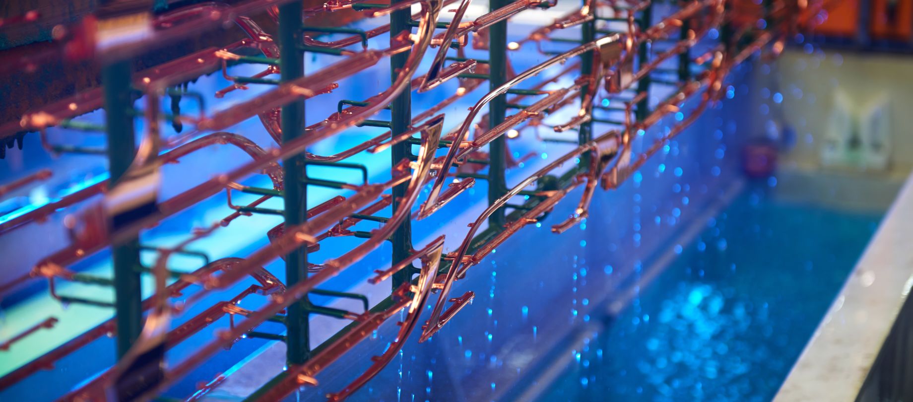 Electroplatingbath with copperd parts